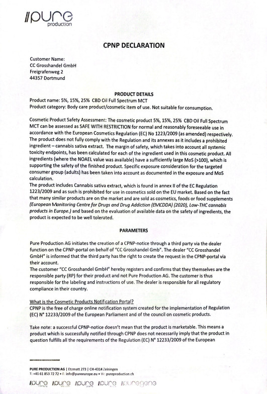 CPNP Deklaration Produkt details